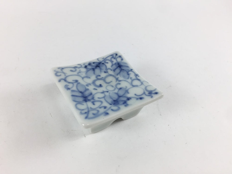 【SALE】角手塩皿　(藍蛸唐草/染花唐草)　4.5cm　有田焼【訳あり】
