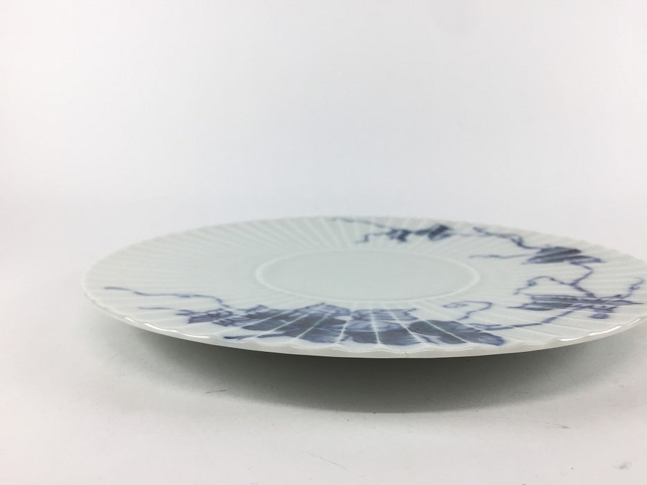 【SALE】20cmしのぎ皿　染風葉　有田焼【訳あり】