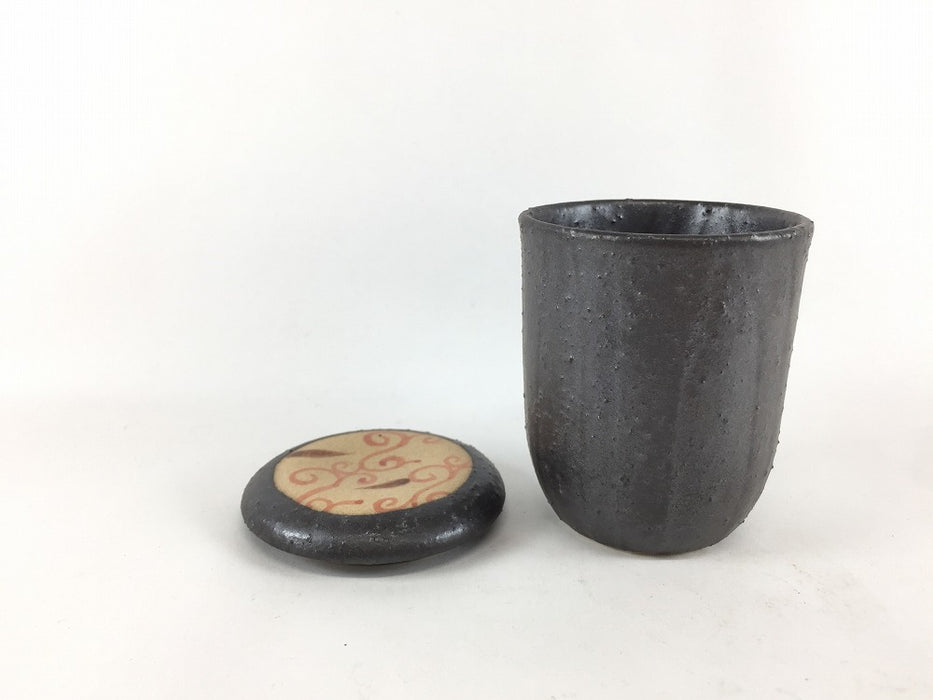 【SALE】黒朱唐草.筒蓋物　6cm/150cc　有田焼(j.R)【訳あり】