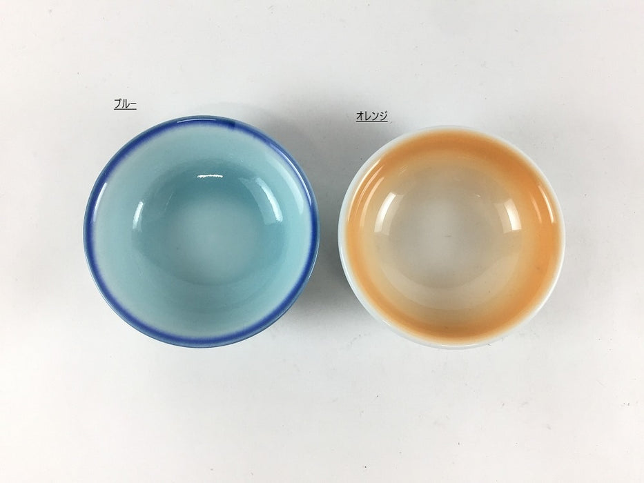 【SALE】【1個価格】7.5cm丸チョコ(50cc)　青地/オレンジ吹　有田焼(j.R)【訳あり】