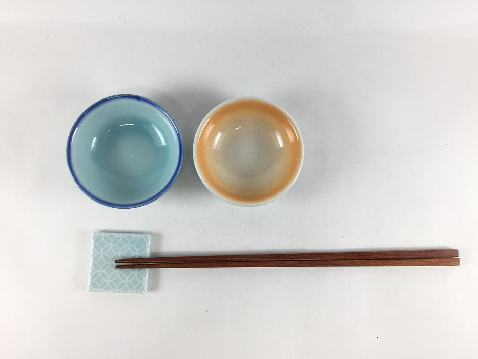 【SALE】【1個価格】7.5cm丸チョコ(50cc)　青地/オレンジ吹　有田焼(j.R)【訳あり】