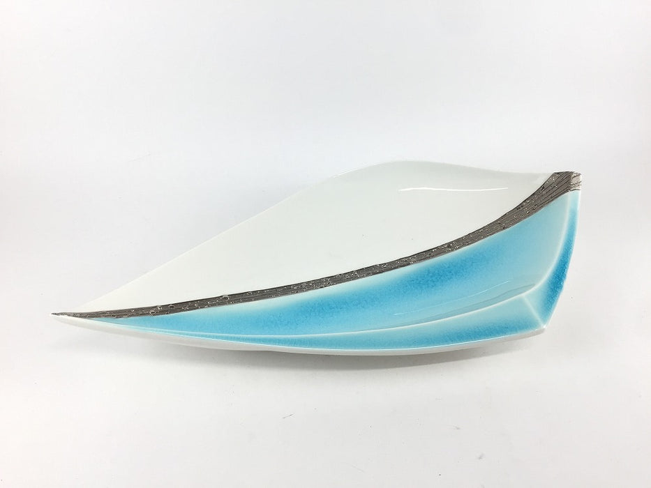 【SALE】半釉銀〆剣先皿　31cm　有田焼【訳あり】
