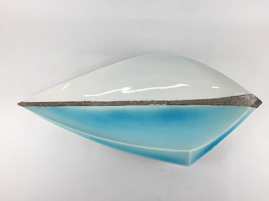 【SALE】半釉銀〆剣先皿　31cm　有田焼【訳あり】