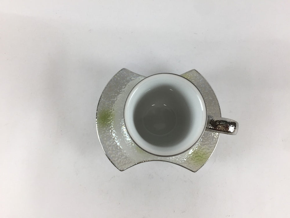 【SALE】ラスターグリーン吹　デミタスカップソーサー　5cm/60cc 　有田焼(j.R)【訳あり】