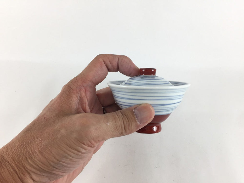 【SALE】独楽筋.9cmミニ蓋物 　肥前有田焼(吉田焼)(j.R)【訳あり】