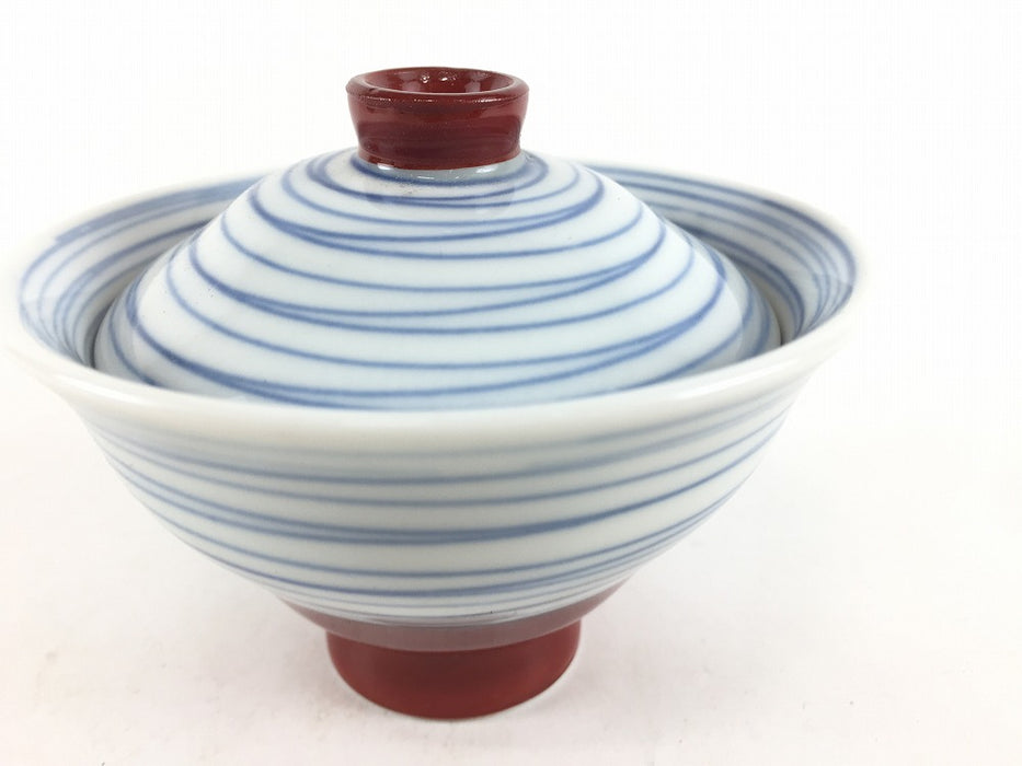 【SALE】独楽筋.9cmミニ蓋物 　肥前有田焼(吉田焼)(j.R)【訳あり】