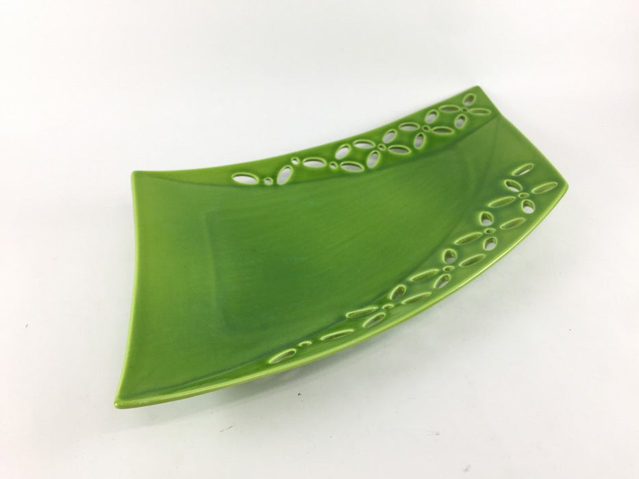 【SALE】ユズ緑七宝透皿　30cm　有田焼【訳あり】