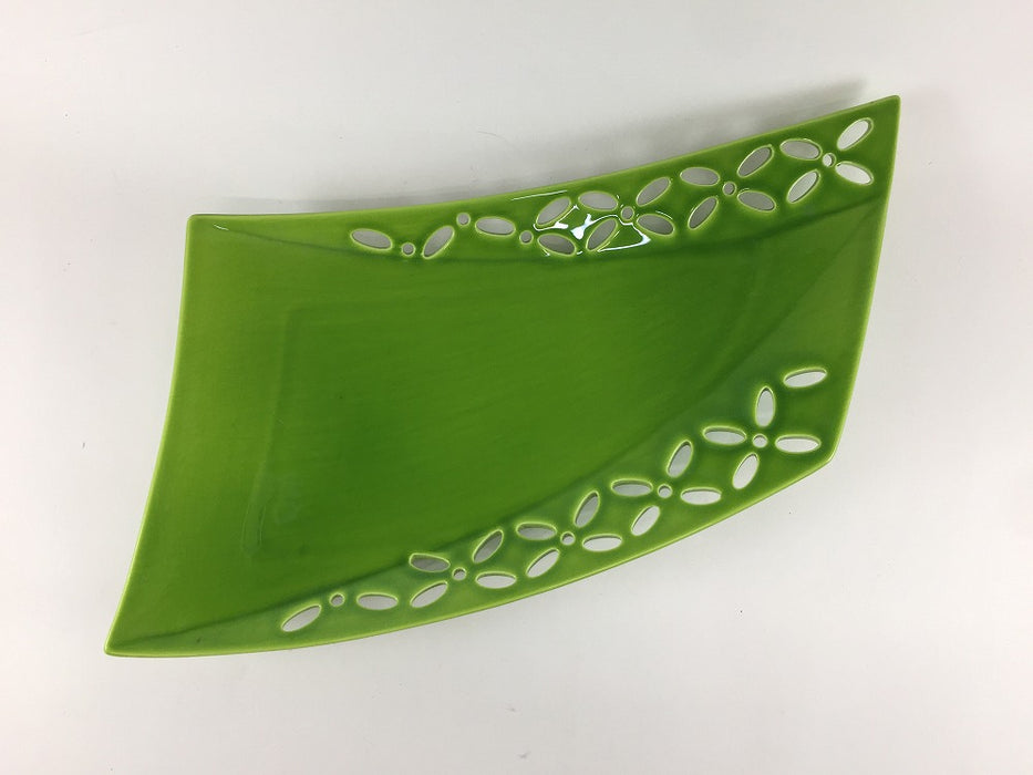 【SALE】ユズ緑七宝透皿　30cm　有田焼【訳あり】