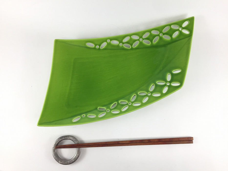 【SALE】ユズ緑七宝透皿　30cm　有田焼【訳あり】