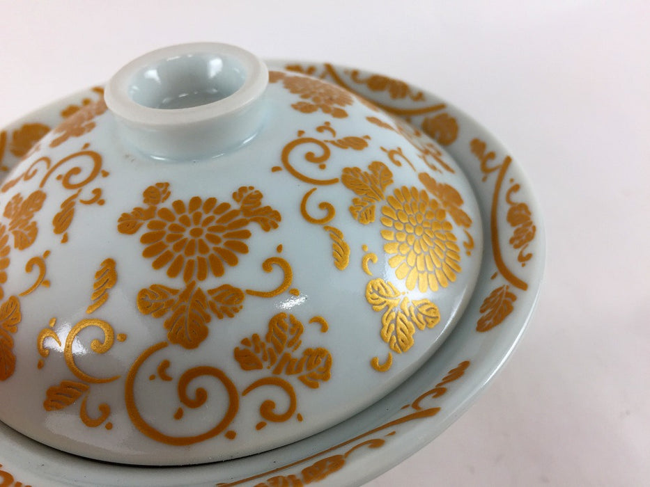 【SALE】反蓋物(白金唐草)　12.5cm　有田焼【訳あり】