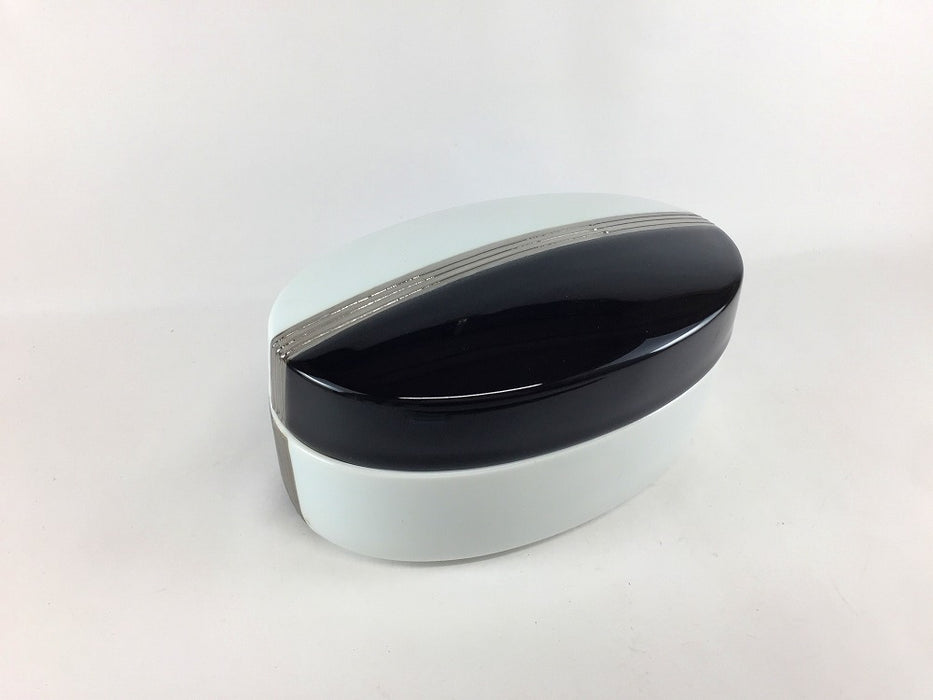【SALE】白黒Pライン楕円蓋物　17cm　有田焼【訳あり】