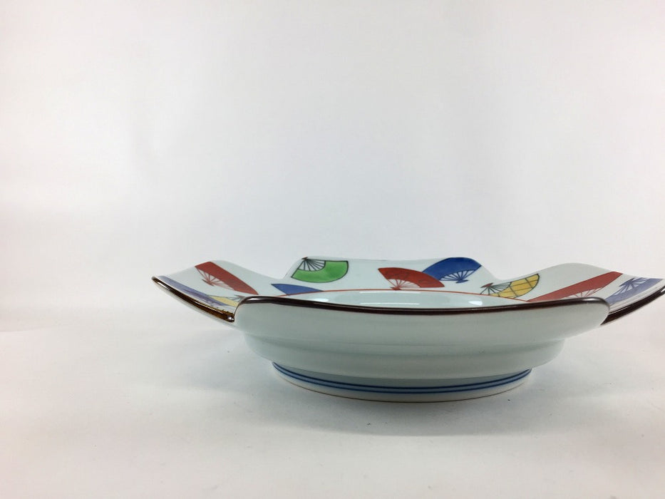 【SALE】色絵扇散し四つ葉口変皿　21cm　有田焼【訳あり】