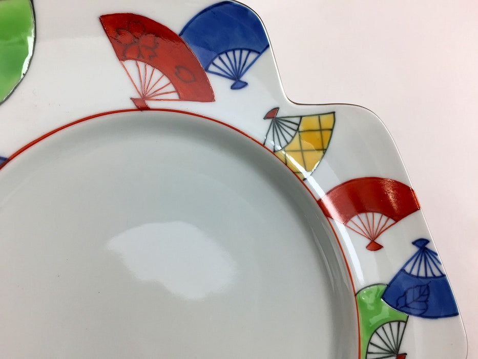 【SALE】色絵扇散し四つ葉口変皿　21cm　有田焼【訳あり】