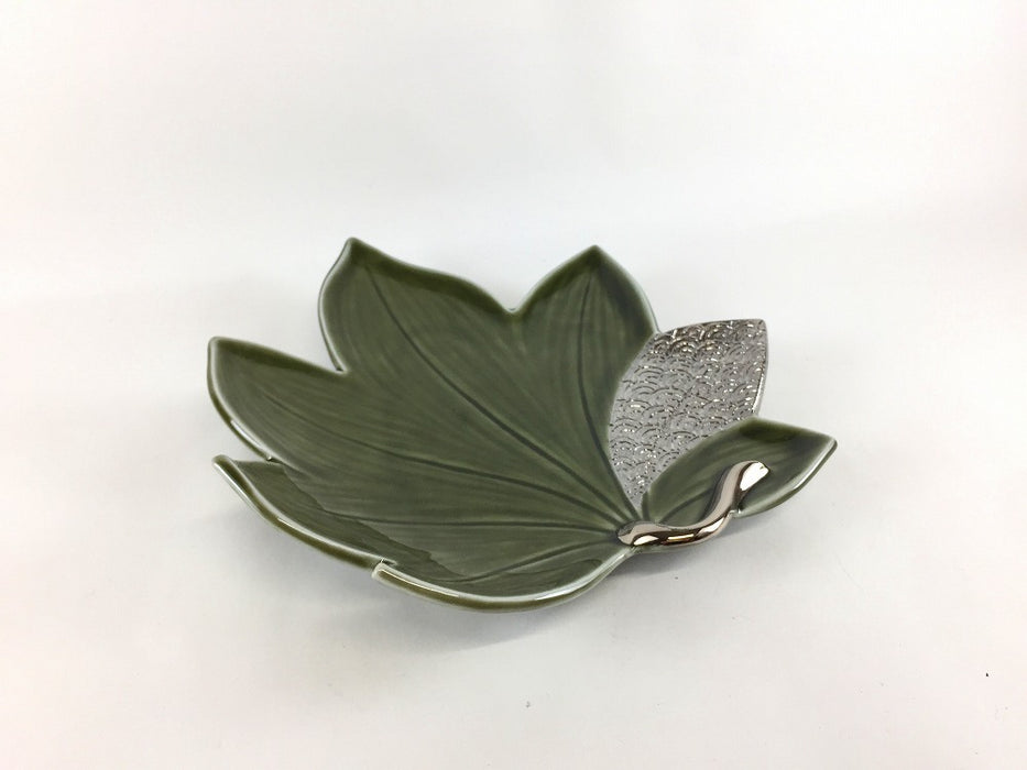 【SALE】織部プラチナ波葉皿　19cm　有田焼【訳あり】