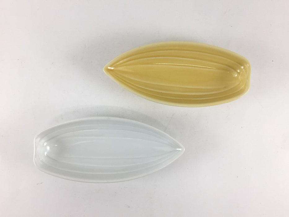 【SALE】舟形小皿　(黄/白) 　12cm　波佐見焼【訳あり】