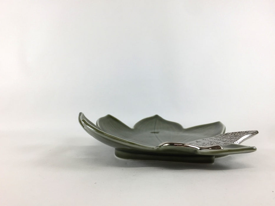 【SALE】織部プラチナ波葉皿　19cm　有田焼【訳あり】