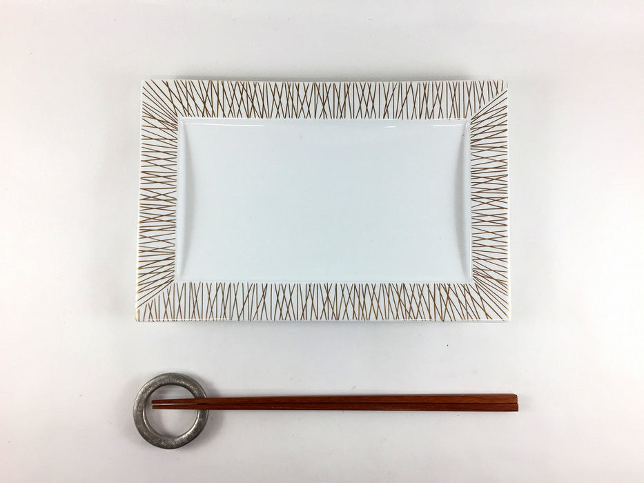 【SALE】乱れ金筋24長皿　24cm　有田焼【訳あり】