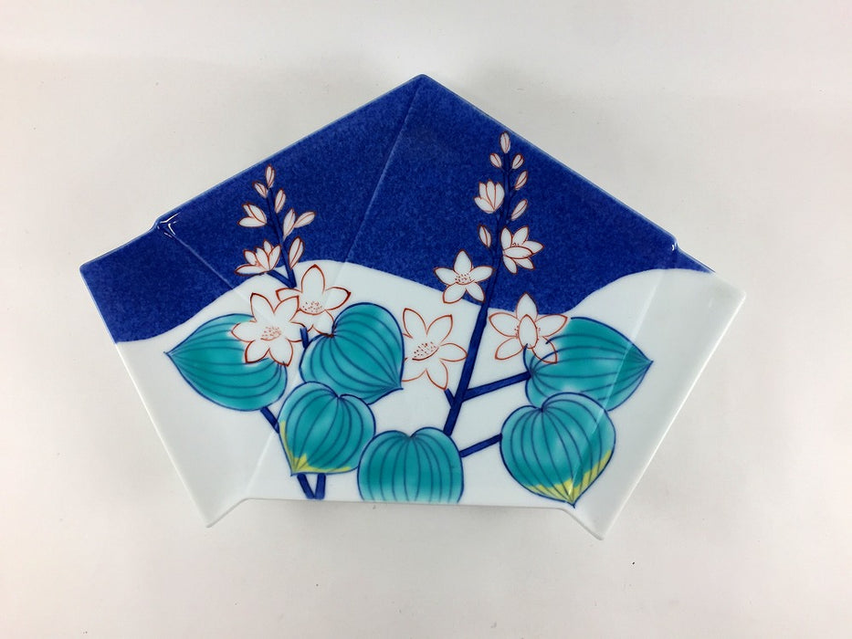 【SALE】のし型皿(吹墨葵絵)　28.5cm　有田焼【訳あり】