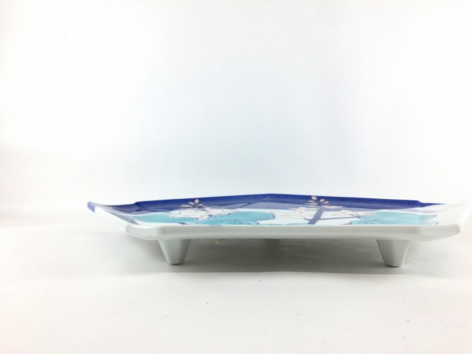 【SALE】のし型皿(吹墨葵絵)　28.5cm　有田焼【訳あり】