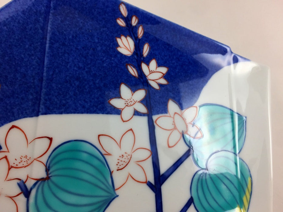 【SALE】のし型皿(吹墨葵絵)　28.5cm　有田焼【訳あり】