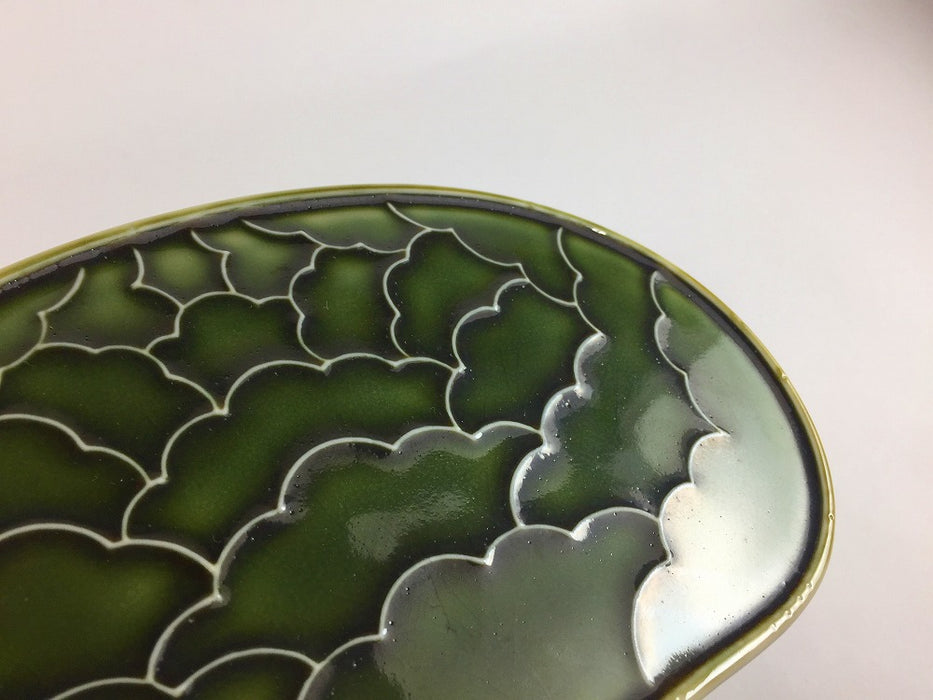 【SALE】マユ蓋付陶箱(織部/古白)　20cm　有田焼【訳あり】