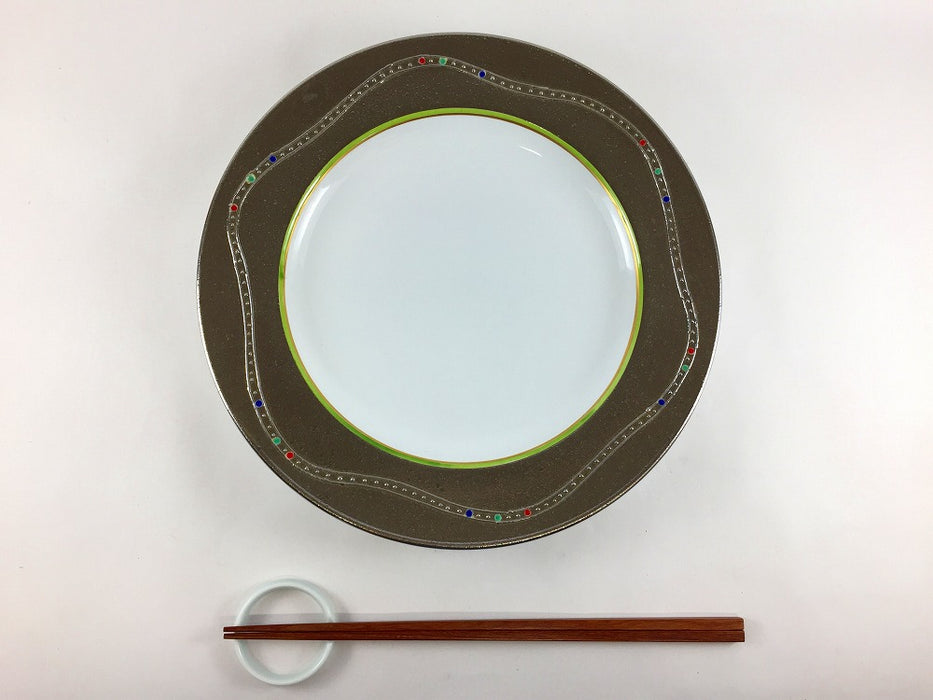 【SALE】K24プレート(プラチナビーズ)　24cm　有田焼【訳あり】