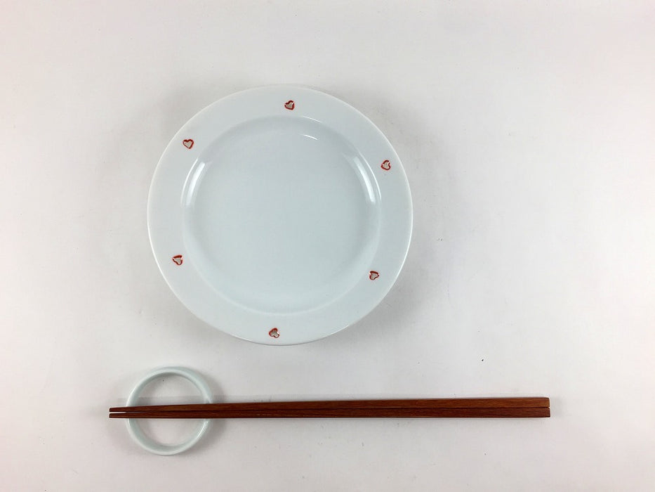 【SALE】140Tプレート　(水晶ハート赤)　14cm　波佐見焼【訳あり】