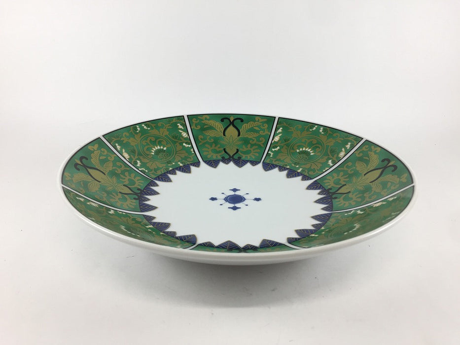 【SALE】古伊万里8寸浅鉢　緑(A)　24cm　肥前有田焼【訳あり】