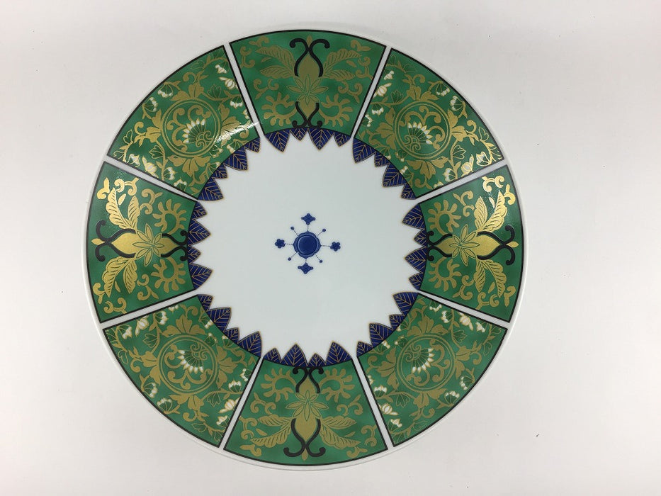【SALE】古伊万里8寸浅鉢　緑(A)　24cm　肥前有田焼【訳あり】