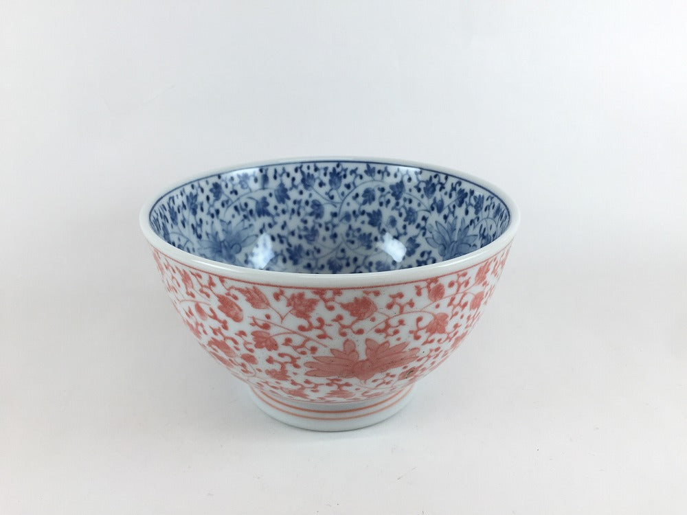 臼茶碗 牡丹二色唐草 13cm(500cc) 波佐見焼(j.R) — 佐賀有田