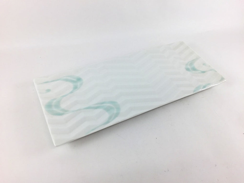 【SALE】265ゼブラ長皿(青白流水)　26.5cm　有田焼【訳あり】