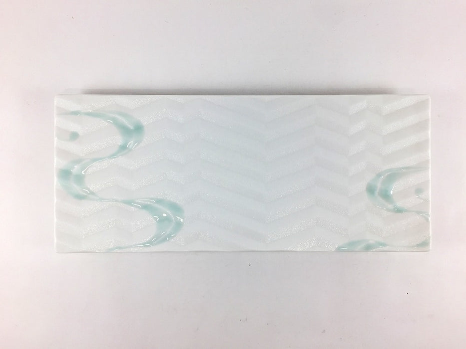 【SALE】265ゼブラ長皿(青白流水)　26.5cm　有田焼【訳あり】