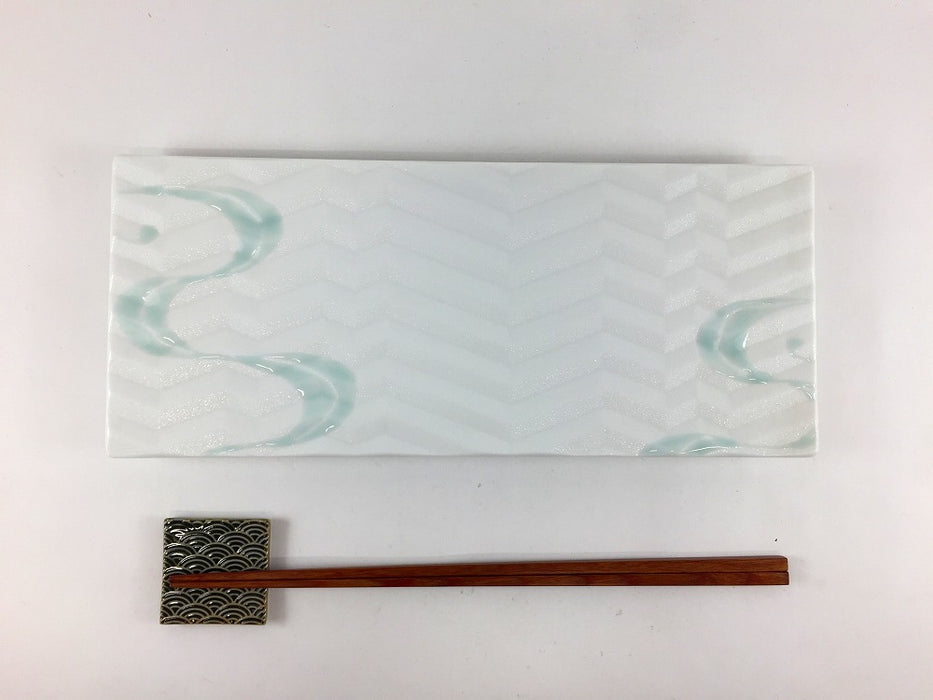 【SALE】265ゼブラ長皿(青白流水)　26.5cm　有田焼【訳あり】