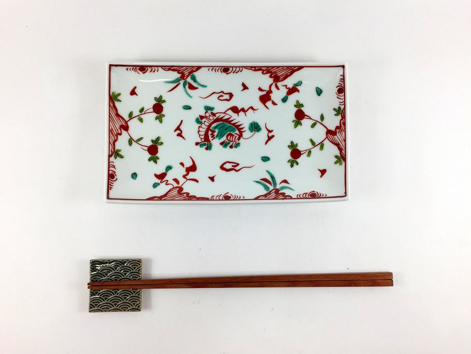 【SALE】19cm長皿　麒麟万歴　18.5cm　有田焼【訳あり】