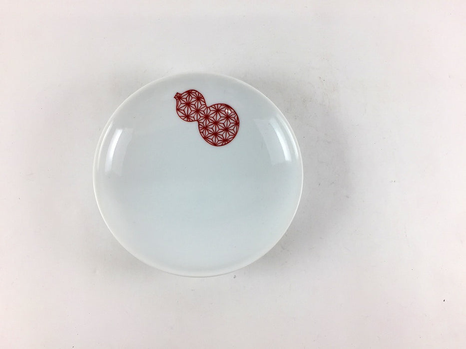 【SALE】95小皿　麻ﾉ葉六瓢赤　9.5cm　伊万里焼【訳あり】