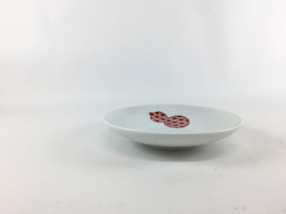 【SALE】95小皿　麻ﾉ葉六瓢赤　9.5cm　伊万里焼【訳あり】