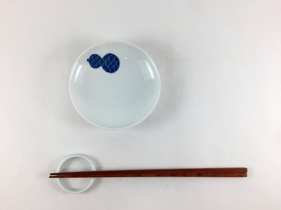 【SALE】95小皿　瓢藍青海波　9.5cm　伊万里焼【訳あり】