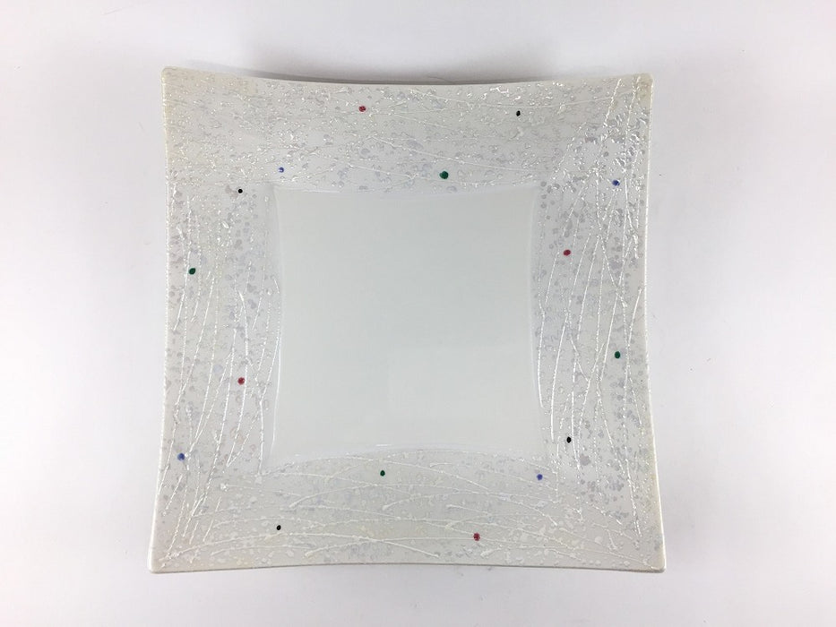【SALE】真珠　21cm角皿　有田焼【訳あり】