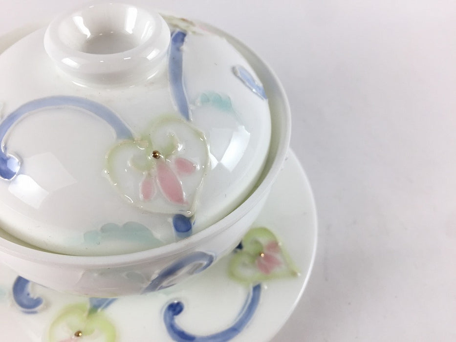 【SALE】渕立小蓋物セット　唐草　12cm　有田焼【訳あり】