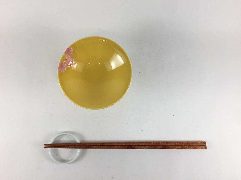 【SALE】9.5cm馬上盃　黄/赤花　有田焼【訳あり】