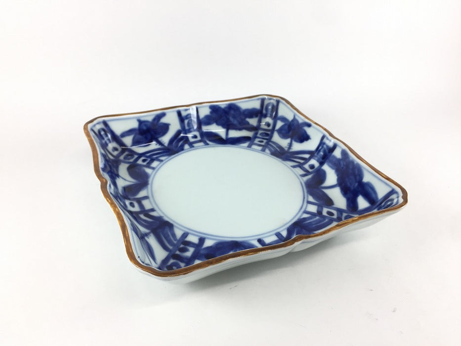 【SALE】染付芙蓉　8寸花角皿　17.5cm　有田焼【訳あり】