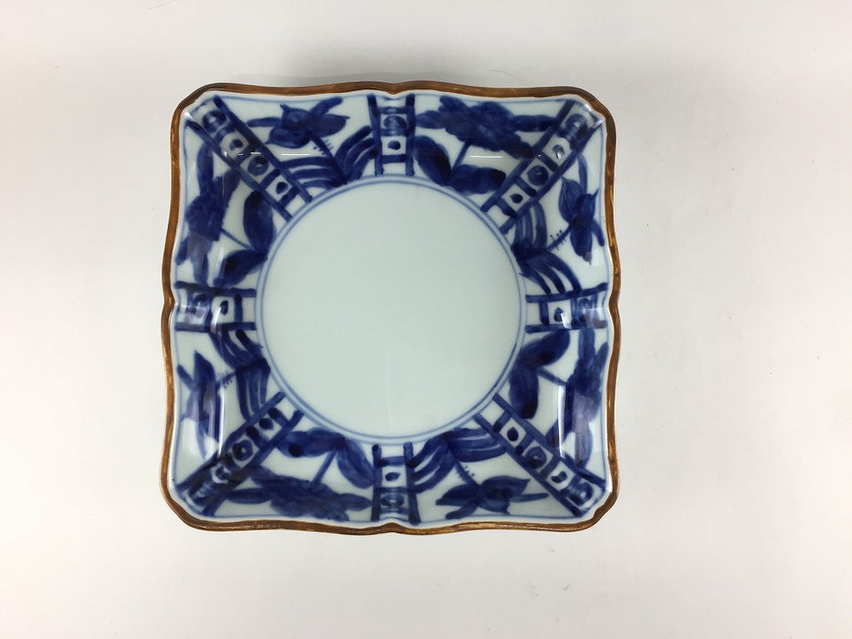 【SALE】染付芙蓉　8寸花角皿　17.5cm　有田焼【訳あり】