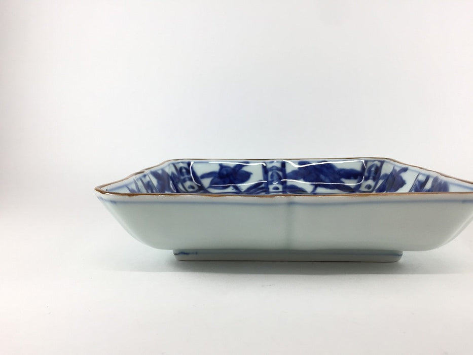 【SALE】染付芙蓉　8寸花角皿　17.5cm　有田焼【訳あり】