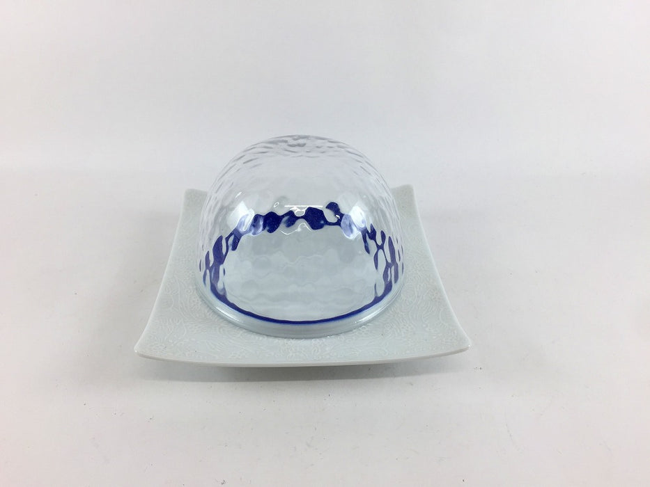 【SALE】12ガラス蓋皿(藍/銀ペルシャ)　12cm　有田焼【訳あり】