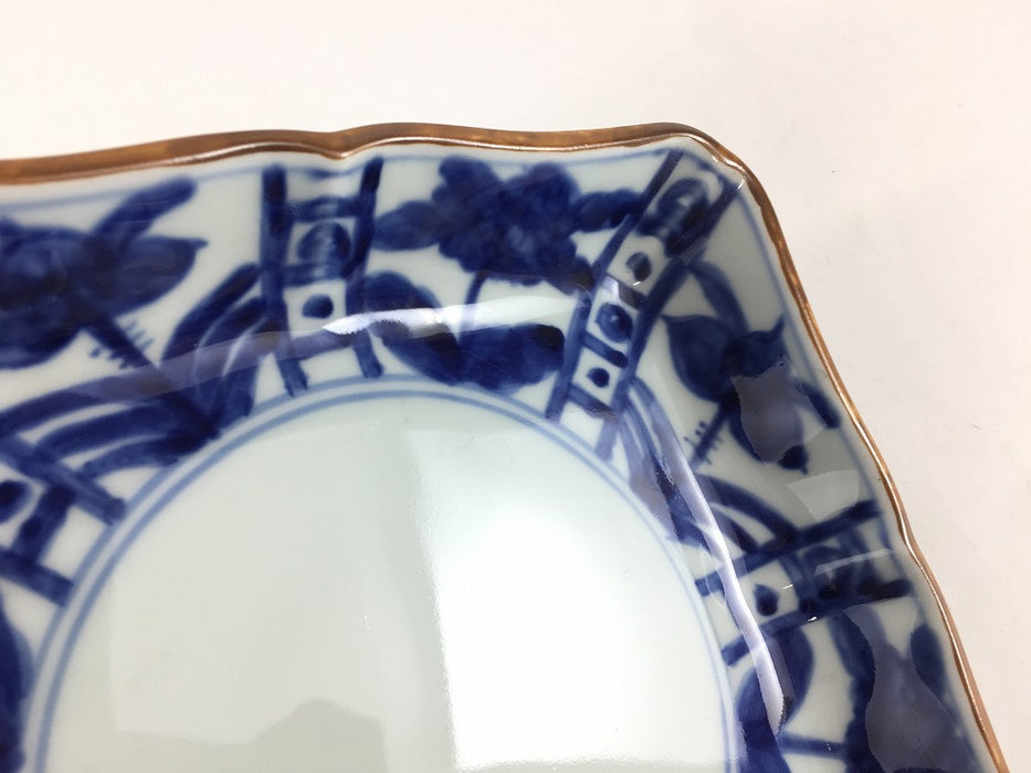【SALE】染付芙蓉　8寸花角皿　17.5cm　有田焼【訳あり】