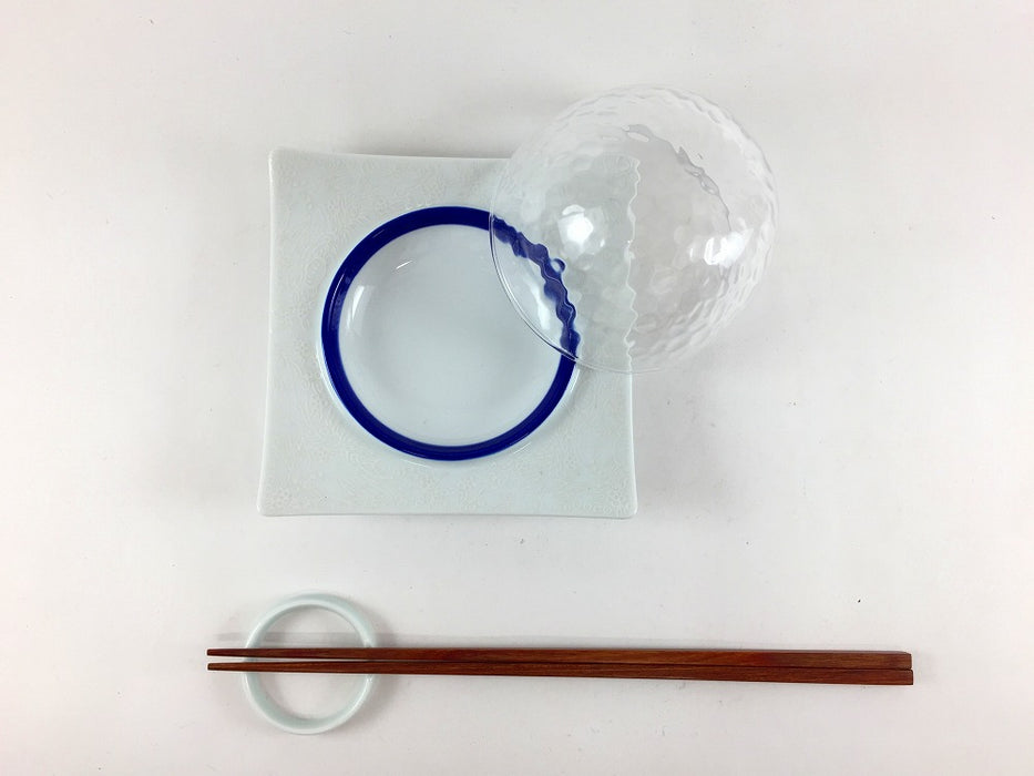 【SALE】12ガラス蓋皿(藍/銀ペルシャ)　12cm　有田焼【訳あり】