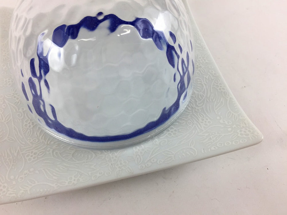 【SALE】12ガラス蓋皿(藍/銀ペルシャ)　12cm　有田焼【訳あり】