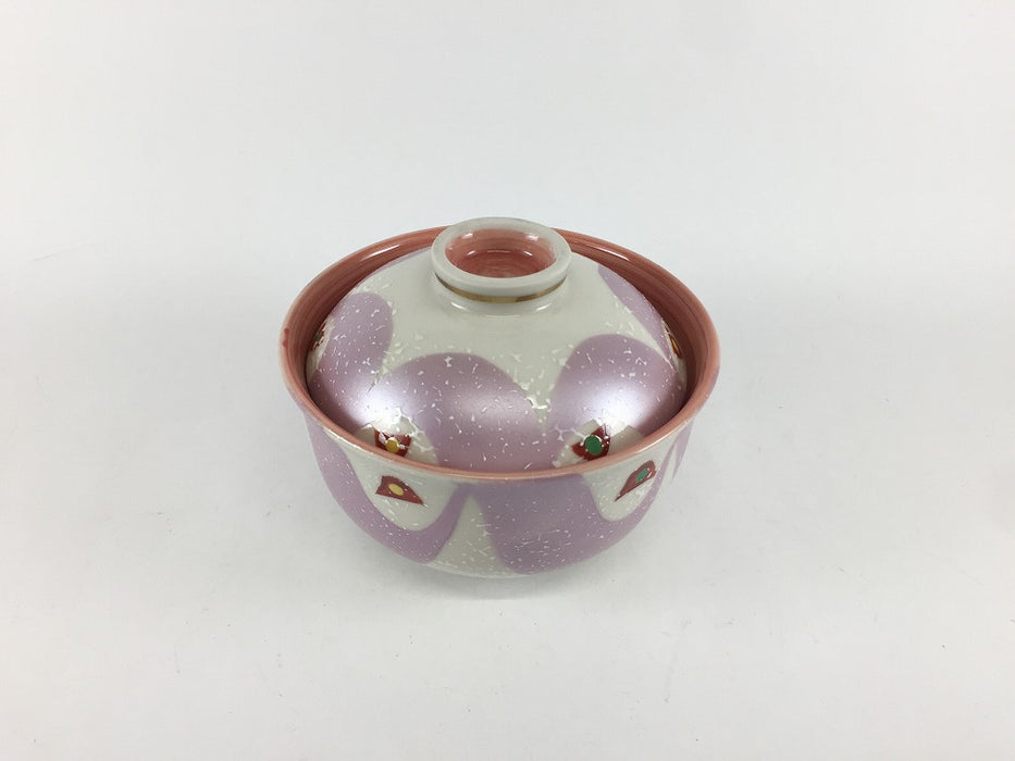 【SALE】紫銀彩波絵　3.5蓋物　11cm　有田焼【訳あり】