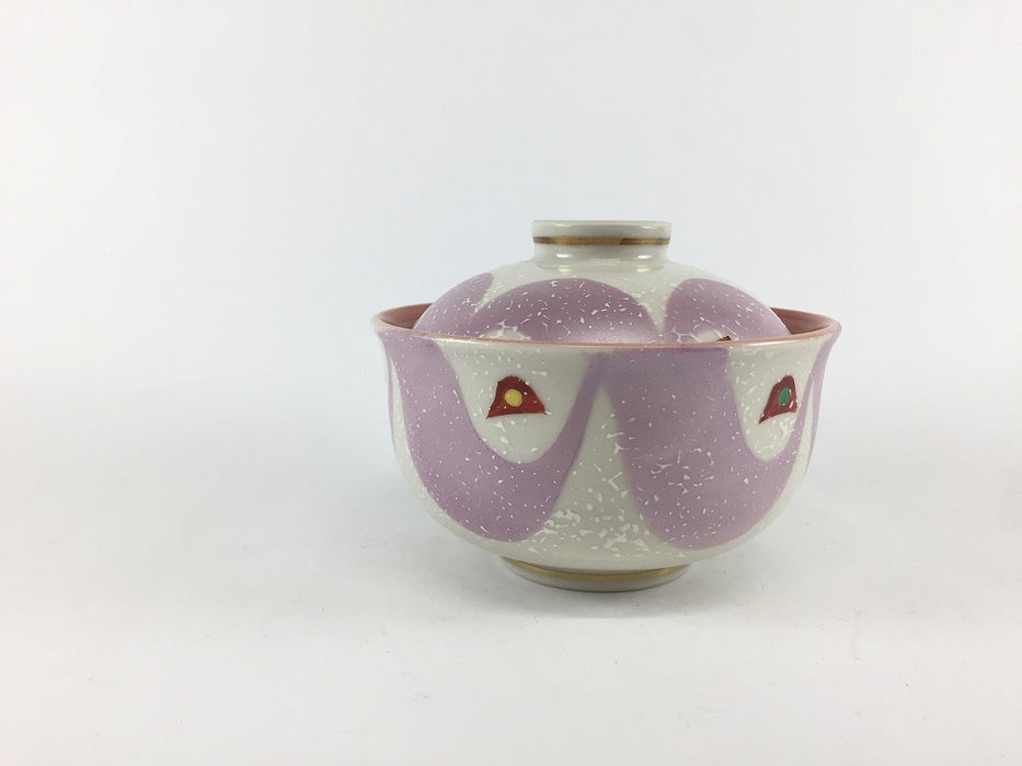 【SALE】紫銀彩波絵　3.5蓋物　11cm　有田焼【訳あり】
