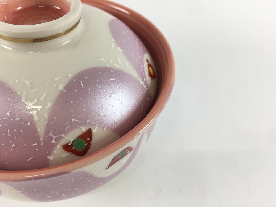 【SALE】紫銀彩波絵　3.5蓋物　11cm　有田焼【訳あり】